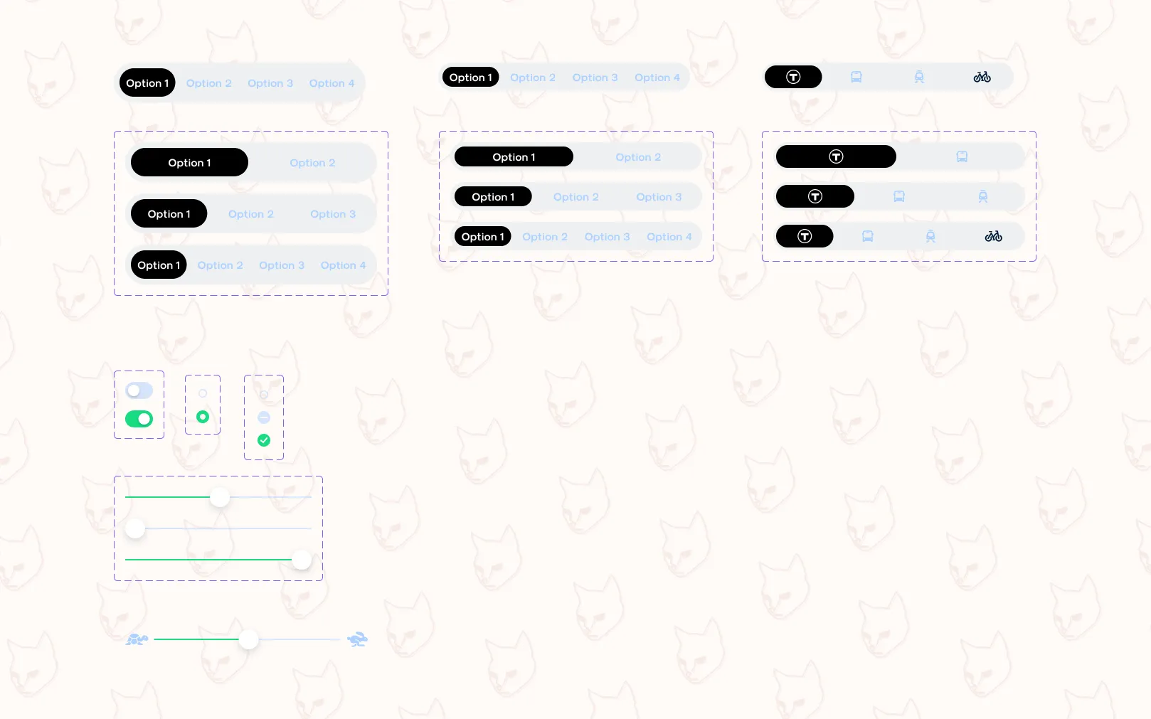 Toggles and sliders