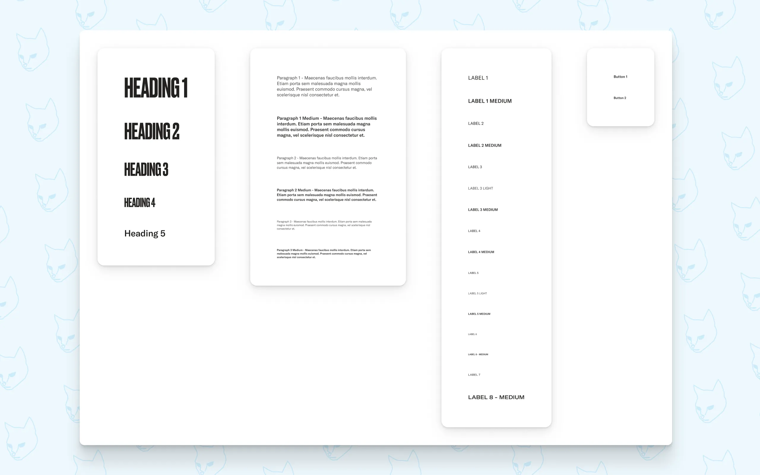 The typography scale defined in the Style Guide